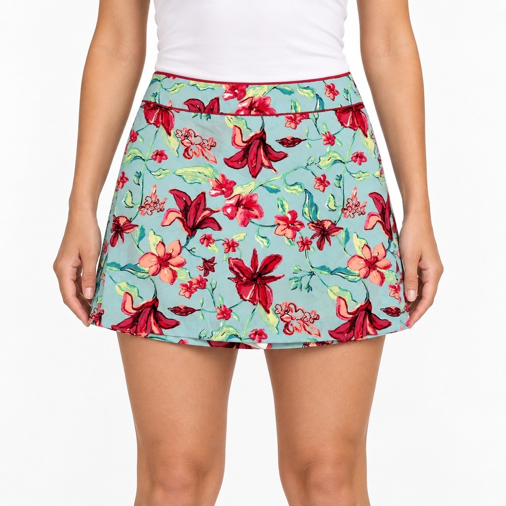 IZOD G-Flex Golf Skort Womens 8 Blue Red Floral Excellent Activewear Skirt